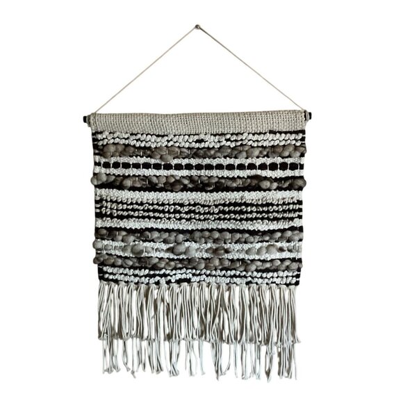 Other - Boho Macrame Wall Hanging with Natural Pebble Stone Fringe Decor